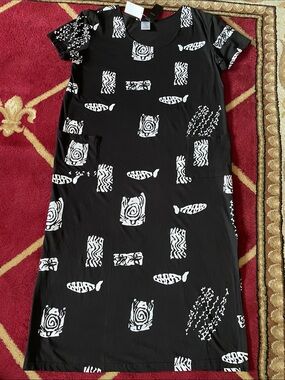 Ingear Black Dress with White Abstract Prints